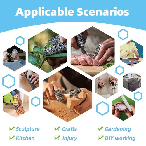60 pcs Finger Cots Cut Resistant Protector Cut-Resistant Finger Covers, Anti-Cut Fingertips Finger Protection Cots for Peaked Tools DIY Working Building Kitchen Cutter Cooking, Breathable & Reusable
