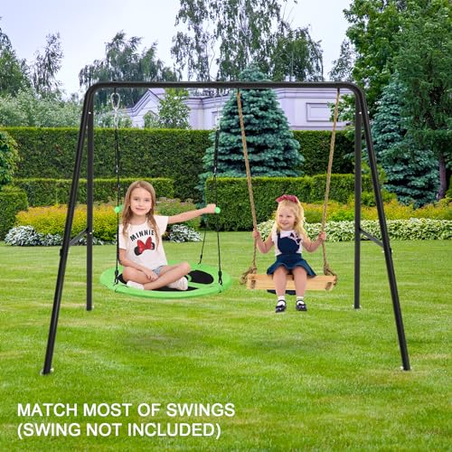 Semoprus Heavy Duty 2-Seat A-Frame Swing Stand 440lb Capacity with Ground Stakes