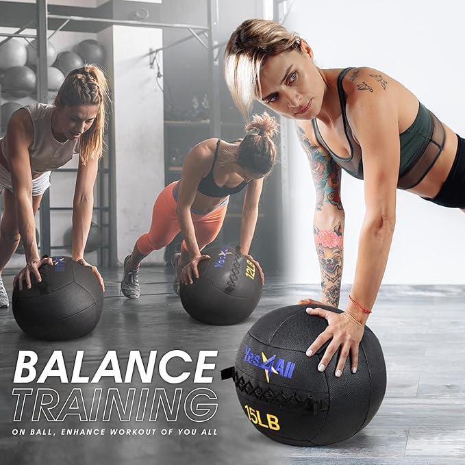 Yes4All Wall Ball - Soft Leather Weighted Iron Sand Ball for Dynamic Workouts | 6 LB - 30 LB Options