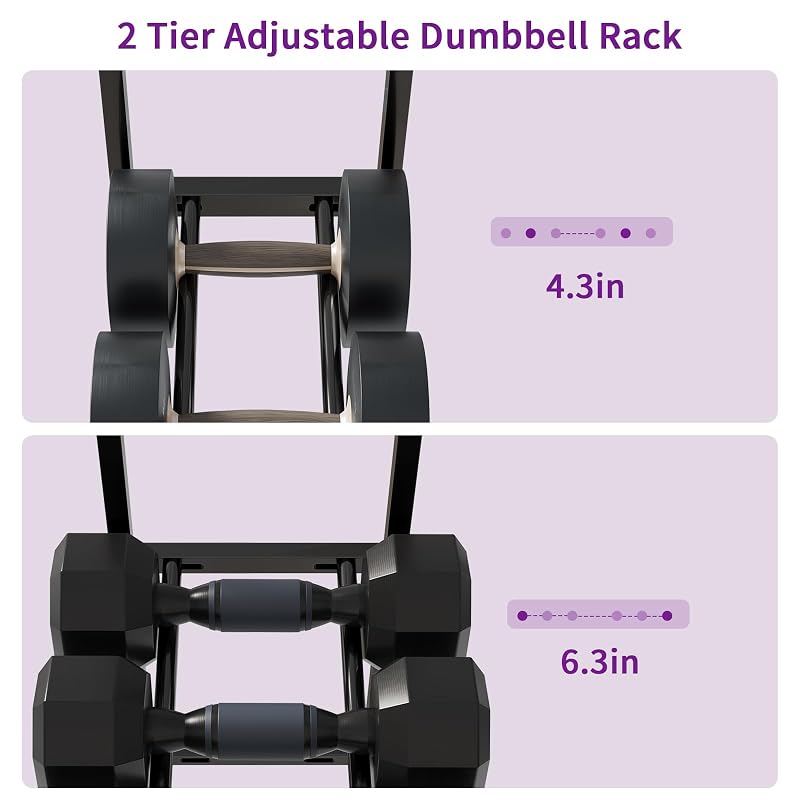 35" Adjustable Dumbbell Rack with Wheels – 4-Tier Home Gym Stand for Dumbbells, Kettlebells & Yoga Mats