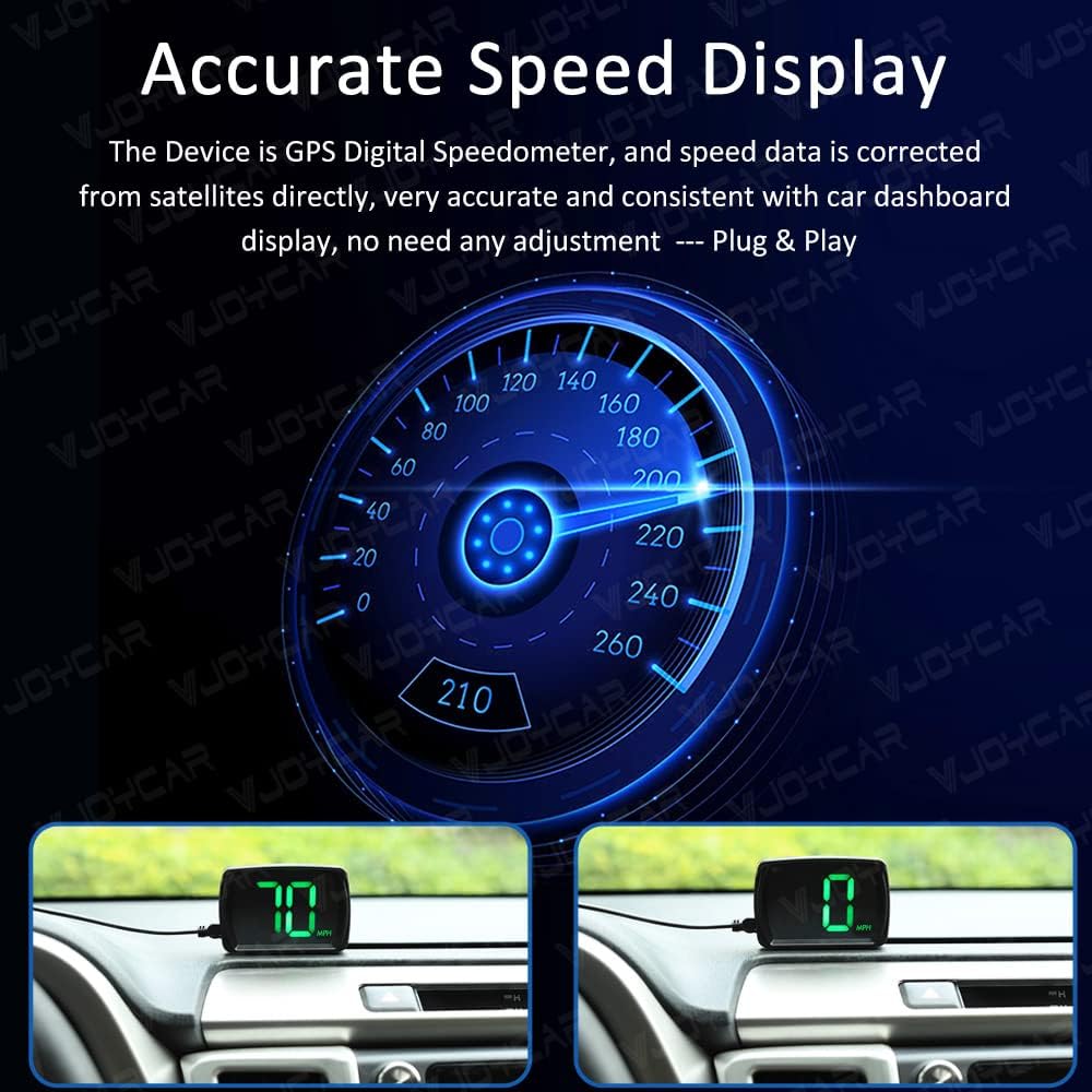 VJOYCAR Digital Speedometer HUD - GPS Head-Up Display for Cars & Trucks | Plug & Play USB (G20-Only Green)