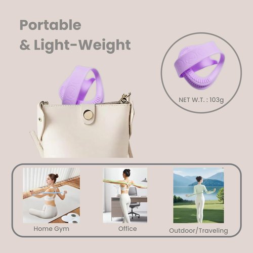 JOYLAY Figure 8 Resistance Band with Handles, Silicone Exercise Bands for Physical Therapy, Arm Shoulder Back Chest Workout, Portable Home Fitness Stretching Equipment for Yoga & Pilates (15LB Purple)