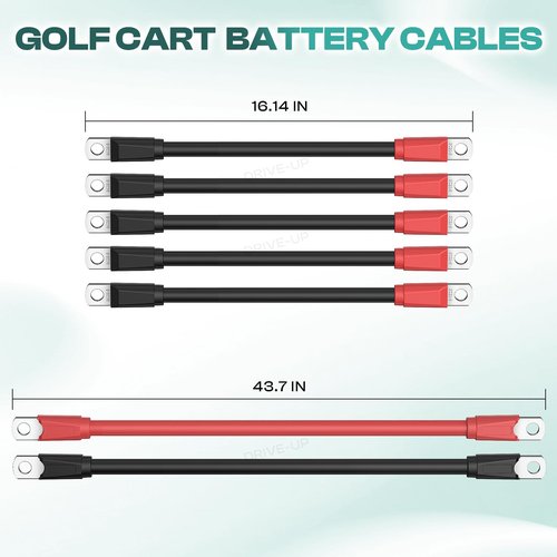 DRIVE UP Golf Cart Battery Cables, Heavy Duty Club Car Battery Cables Fits for Club Car DS and Precedent 1994-Up 48V Golf Carts, 7 PCS 4 Gauge Pure Copper Golf Cart Battery Wiring Cables