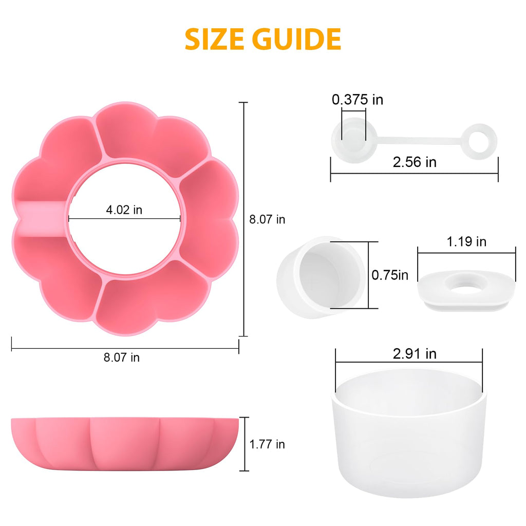 Alwenid Snack Tray Ring for Stanley 40oz Tumbler with Handle, Silicone Reusable Snack Bowl Holder Accessories for Stanley Cup, Plus Bottom Boot, Straw Cover Stopper Set (Cream)