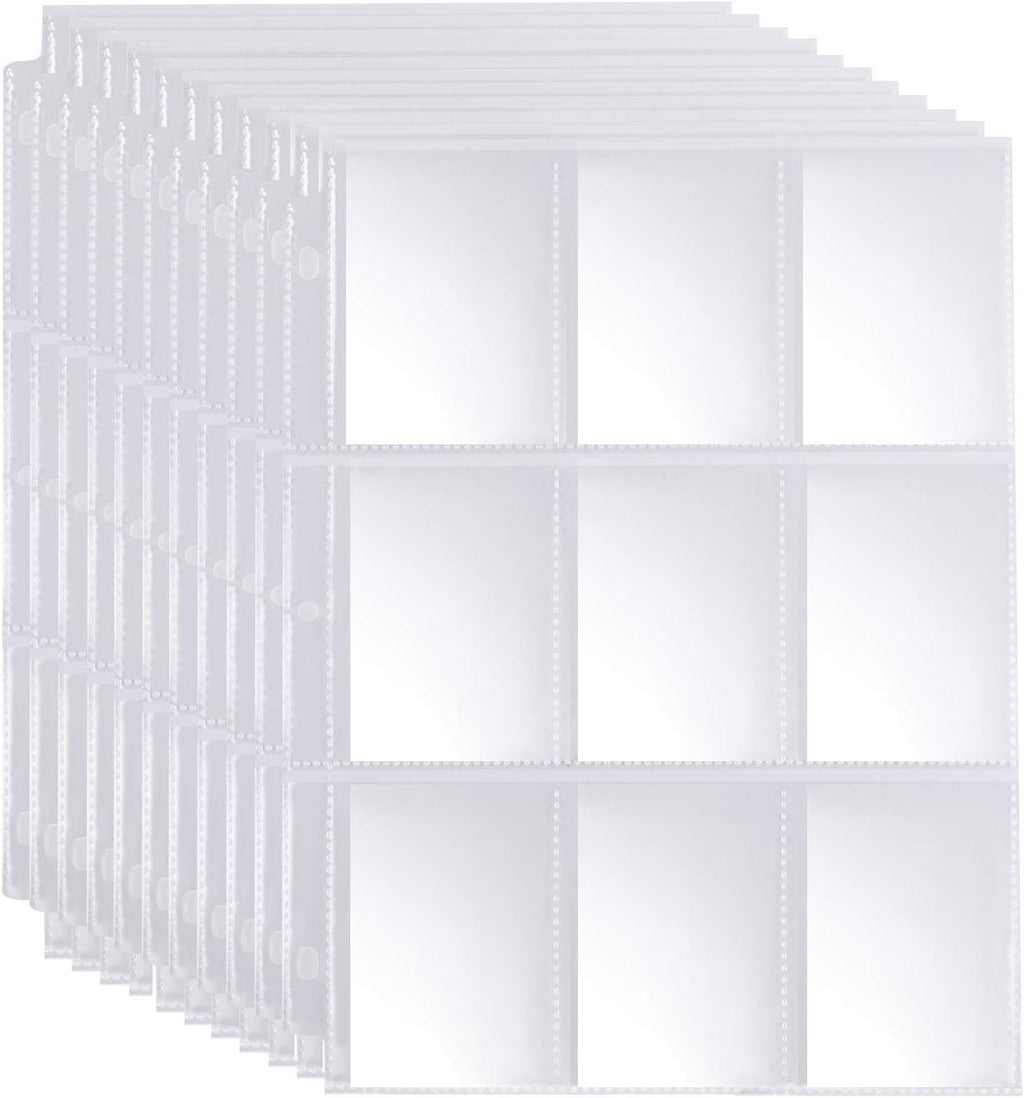 Skiennix 9 Pocket Page Protector - Premium Double-Sided Trading Card Sleeves for 3 Ring Binders