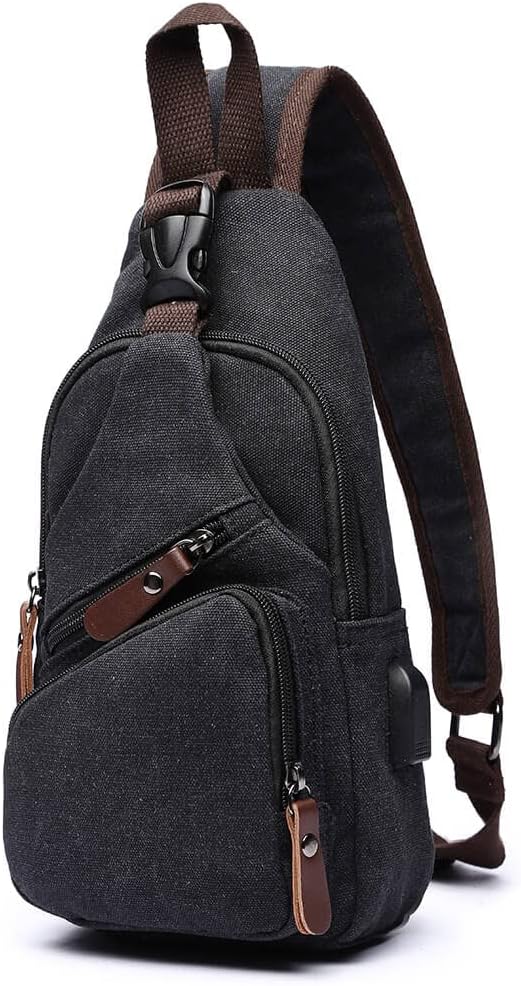 Skiennix Canvas Sling Bag - Versatile Crossbody Backpack for Outdoor Activities | Black
