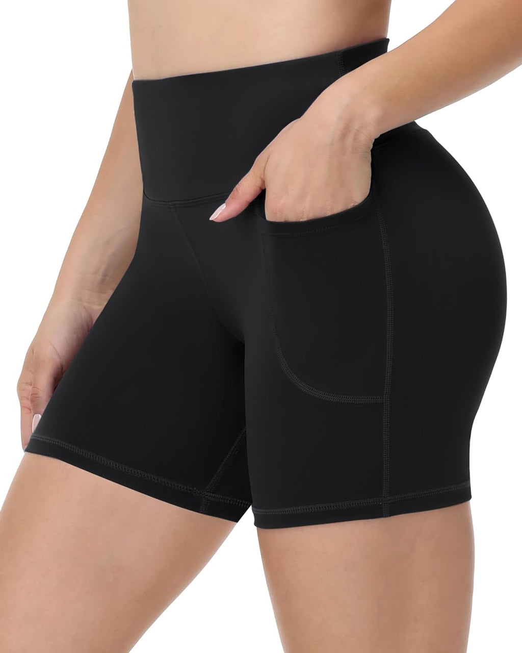 Runhit Biker Shorts for Women - High Waisted Yoga Workout Shorts with Pockets | 8''/5''/3'' Tummy Control Spandex