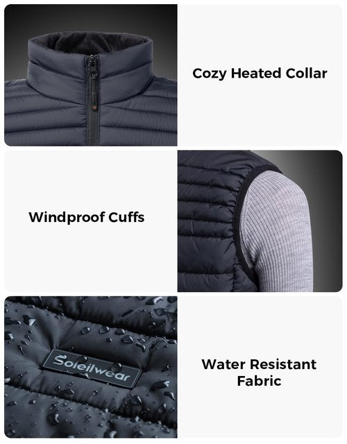 Soleilwear Heated Vest Women, 9 Heating Zones with 12000mAh Battery Pack, Rechargeable Heating Vest with 3 Temperature Settings for Indoor Outdoor Motorcycle Hunting Camping Cycling Work