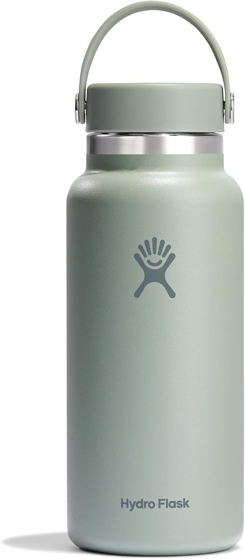 Hydro Flask Water Bottle - Insulated Stainless Steel - 32 Oz Wide Mouth Flex Lid in Agave Green