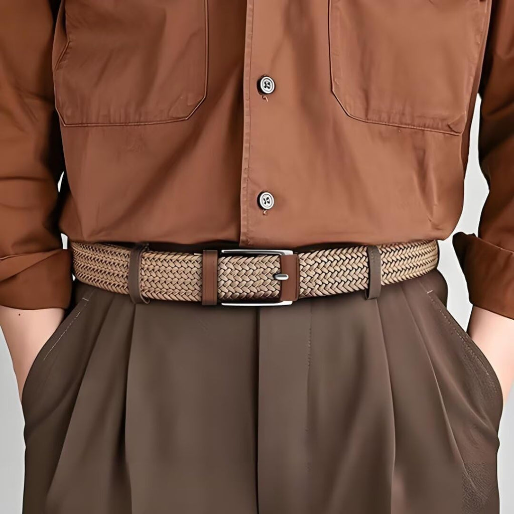 Skiennix Casual Stretch Belt for Men - Adjustable Braided Elastic Design | Perfect for Golf, Dress, Work