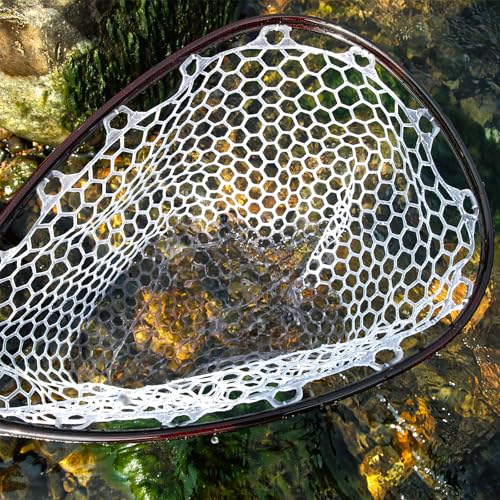 SF Carbon Fiber Fly Fishing Landing Net - Medium, Soft Rubber Mesh Catch & Release