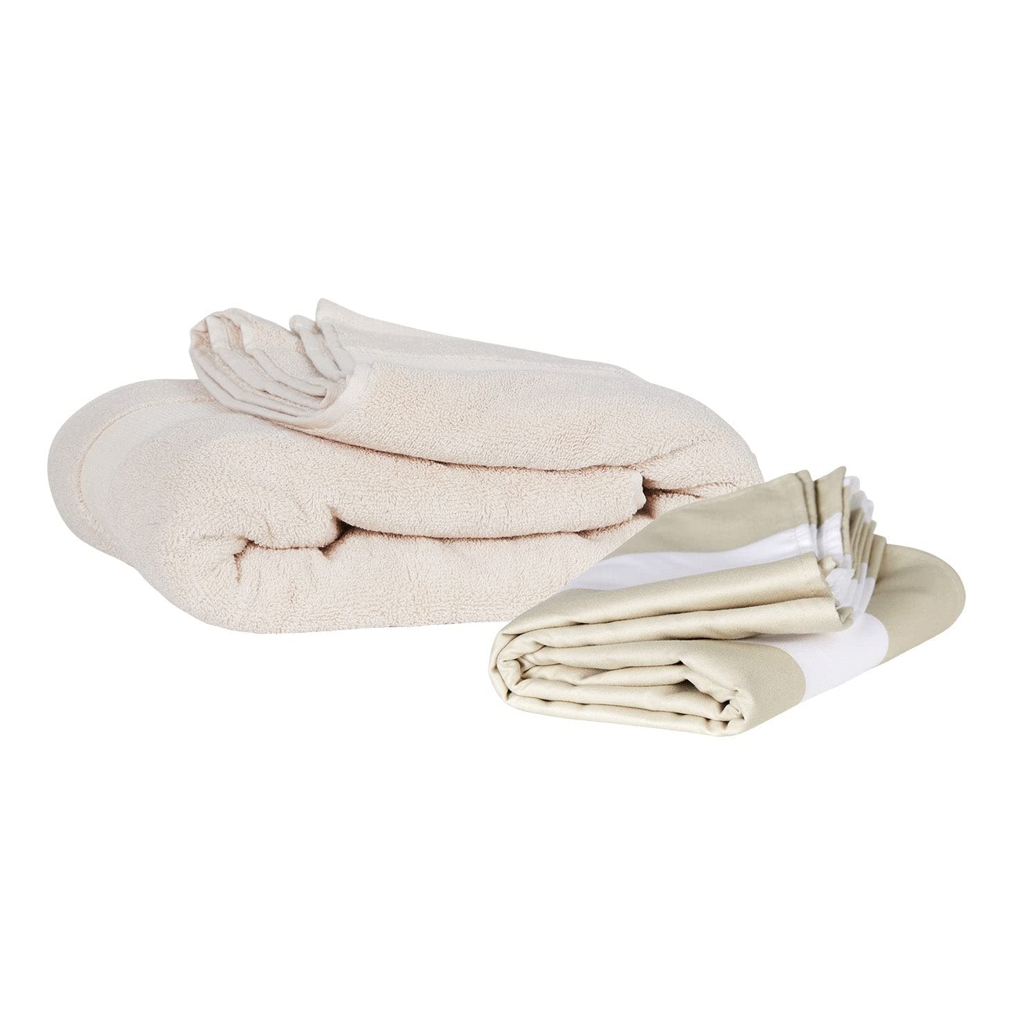 Dock & Bay Beach Towel - Quick Dry, Sand Free - Compact, Lightweight - 100% Recycled - Includes Bag - Cabana Light - Bora Bora Beige - Large (160x90cm, 63x35)