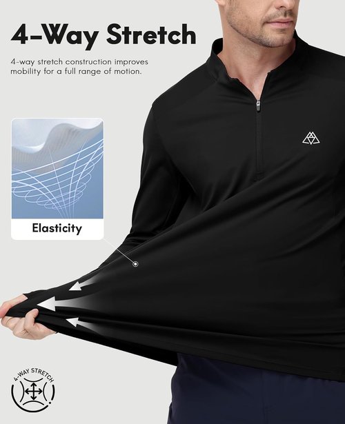 Haimont Men's Lightweight Quarter Zip Pullover - UPF50+ Sun Protection Long Sleeve Hiking Shirt