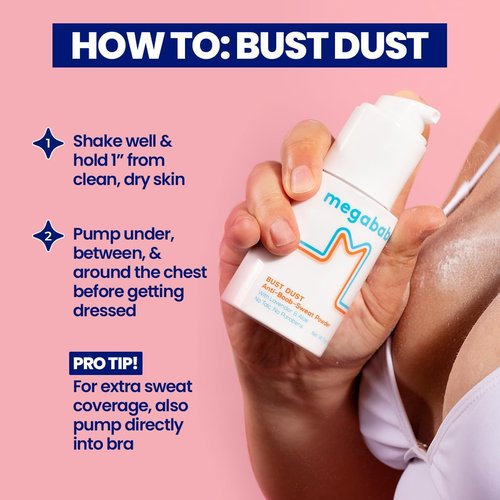Megababe Body Powder - Talc-Free Sweat Absorbing Bust Dust with Applicator Pump | 3 oz