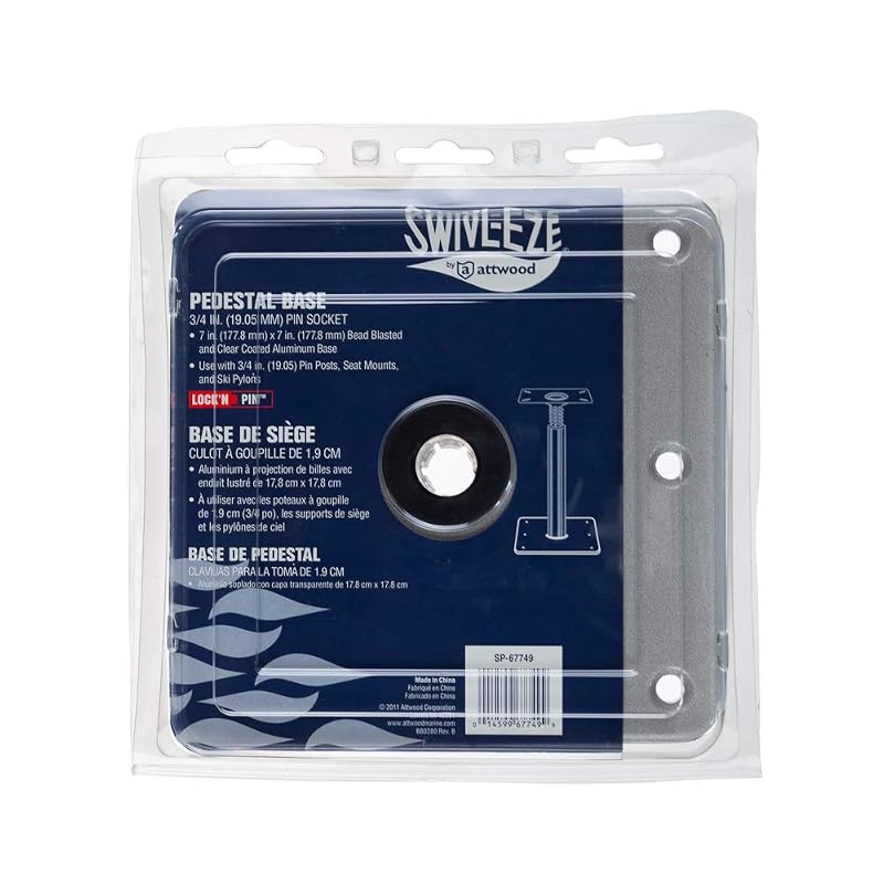 Attwood Swivl-Eze Lock'N-Pin Aluminum 7x7 Base for Marine Pedestal – One Size+Base