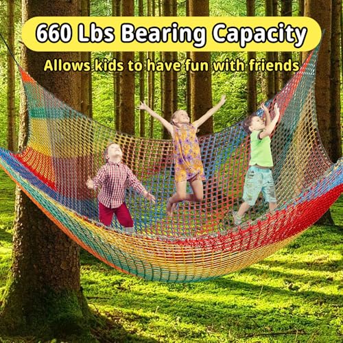 Climbing Cargo Net 14.7ft x 9.8ft Multicolored for Treehouse & Playground