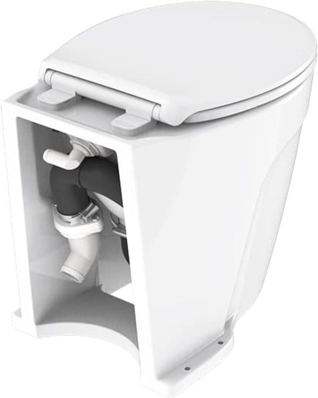 SEAFLO 12V Deluxe Electric Marine Toilet - Ceramic Bowl with Soft Close Seat & Built-In Macerator | Quiet Freshwater Flush, 4-Year Warranty