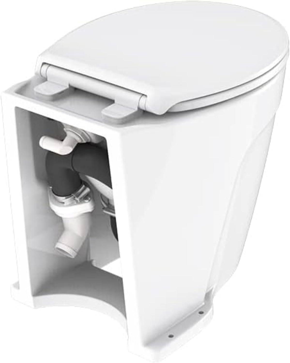 SEAFLO 12V Deluxe Electric Marine Toilet - Ceramic Bowl with Soft Close Seat & Built-In Macerator | Quiet Freshwater Flush, 4-Year Warranty