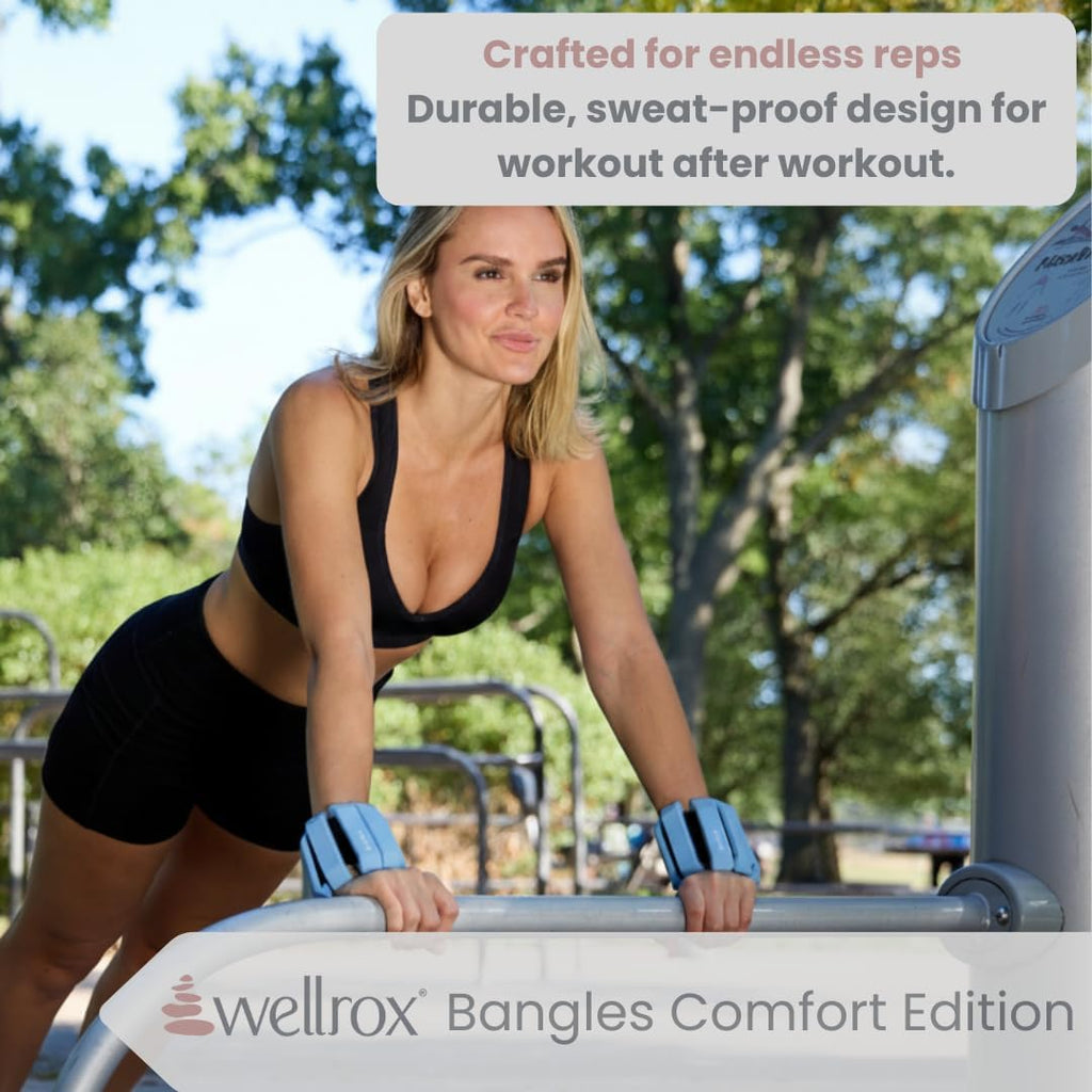 Wellrox Weighted Bangles - Adjustable Ankle & Wrist Weights for Men & Women - 2 lbs Set (1 lb Each) | Ideal for Pilates, Yoga, Running & Walking