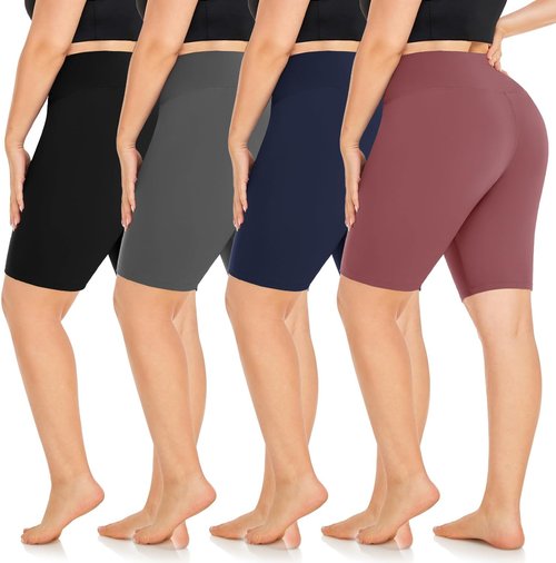 MOREFEEL Plus Size Biker Shorts for Women XL-4XL | 8" High Waisted, Non-See Through Yoga Shorts