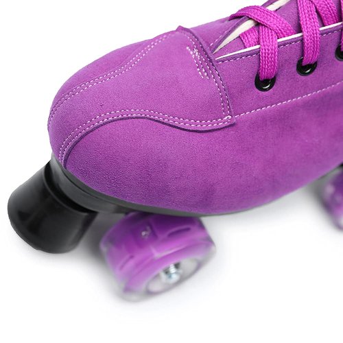 Women's Roller Skates Outdoor Suede Quad Skates Purple Size 37
