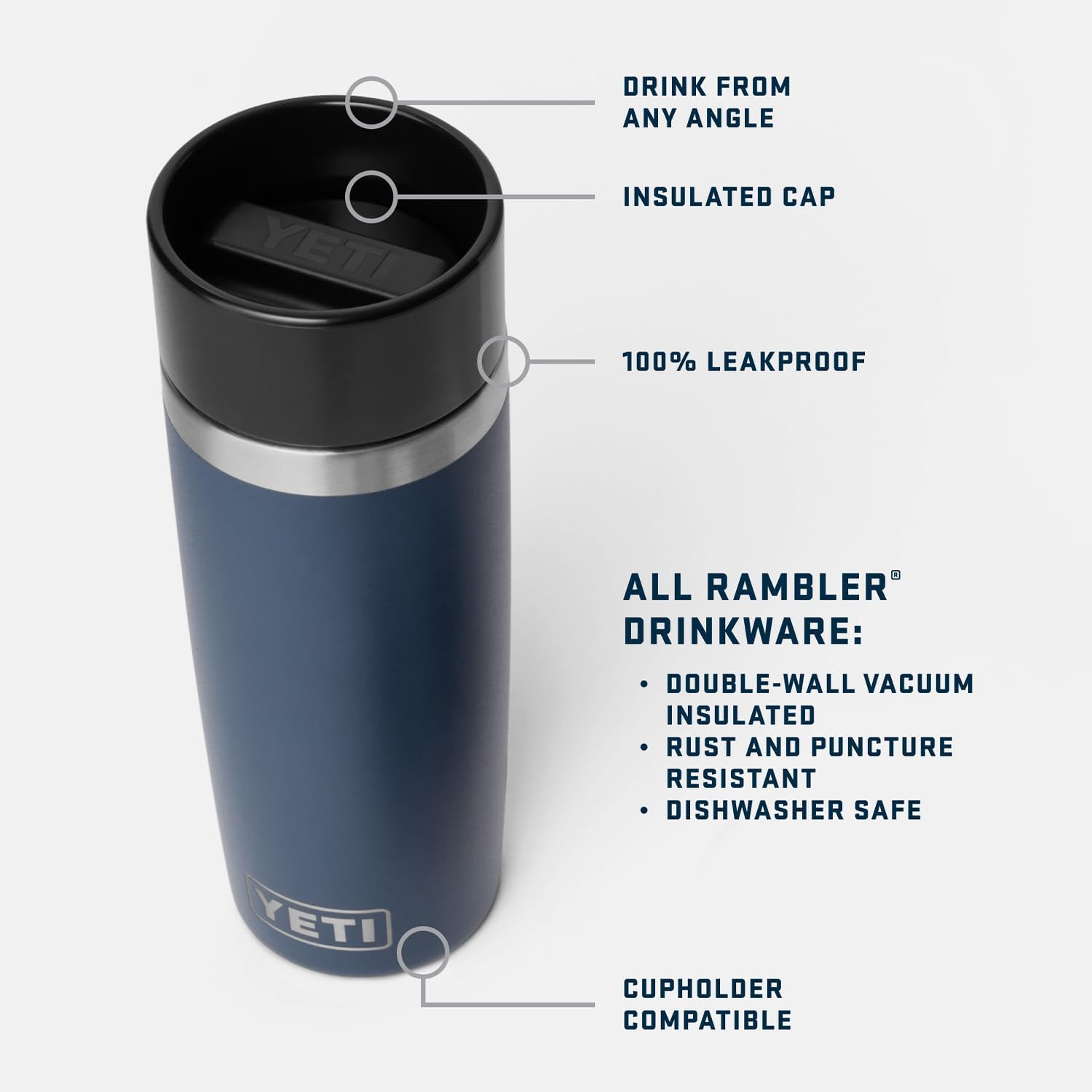 YETI Rambler 16 oz Travel Bottle - Stainless Steel, Vacuum Insulated, Leakproof Commuter Cap | Cherry Blossom
