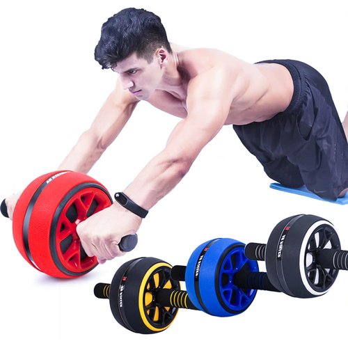 Dalekana AB Wheel Roller, Exercise Abdominal Wheel Fitness for Gym & Home, Work-out Strength-Training Equipment with Knee Pad, 12"W, Yellow