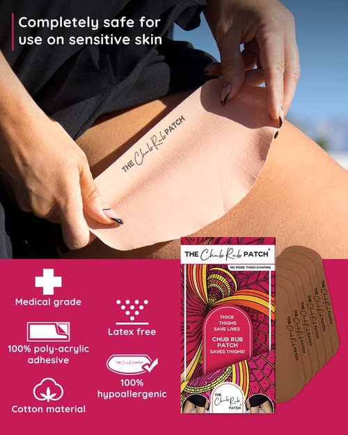Chub Rub Patch - Anti-Chafe Thigh Patches for Women | Friction Prevention Tape (3 Pairs) - Cocoa