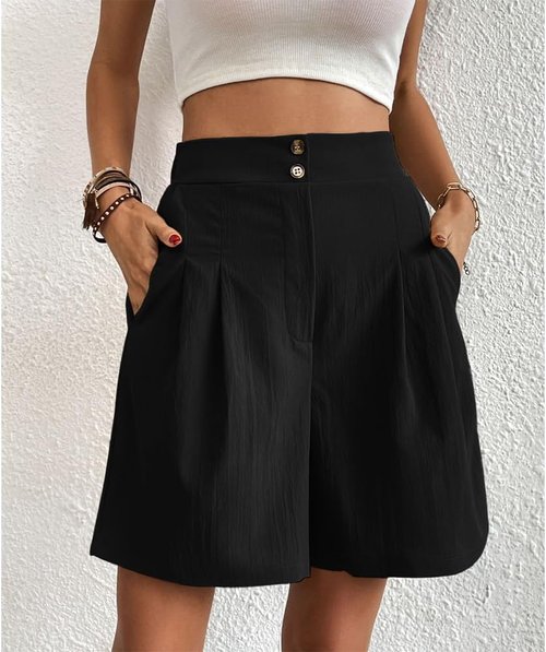 DMOYALA Bermuda Shorts - Women's Knee-Length Cotton Shorts with Pockets | Trendy Summer Style