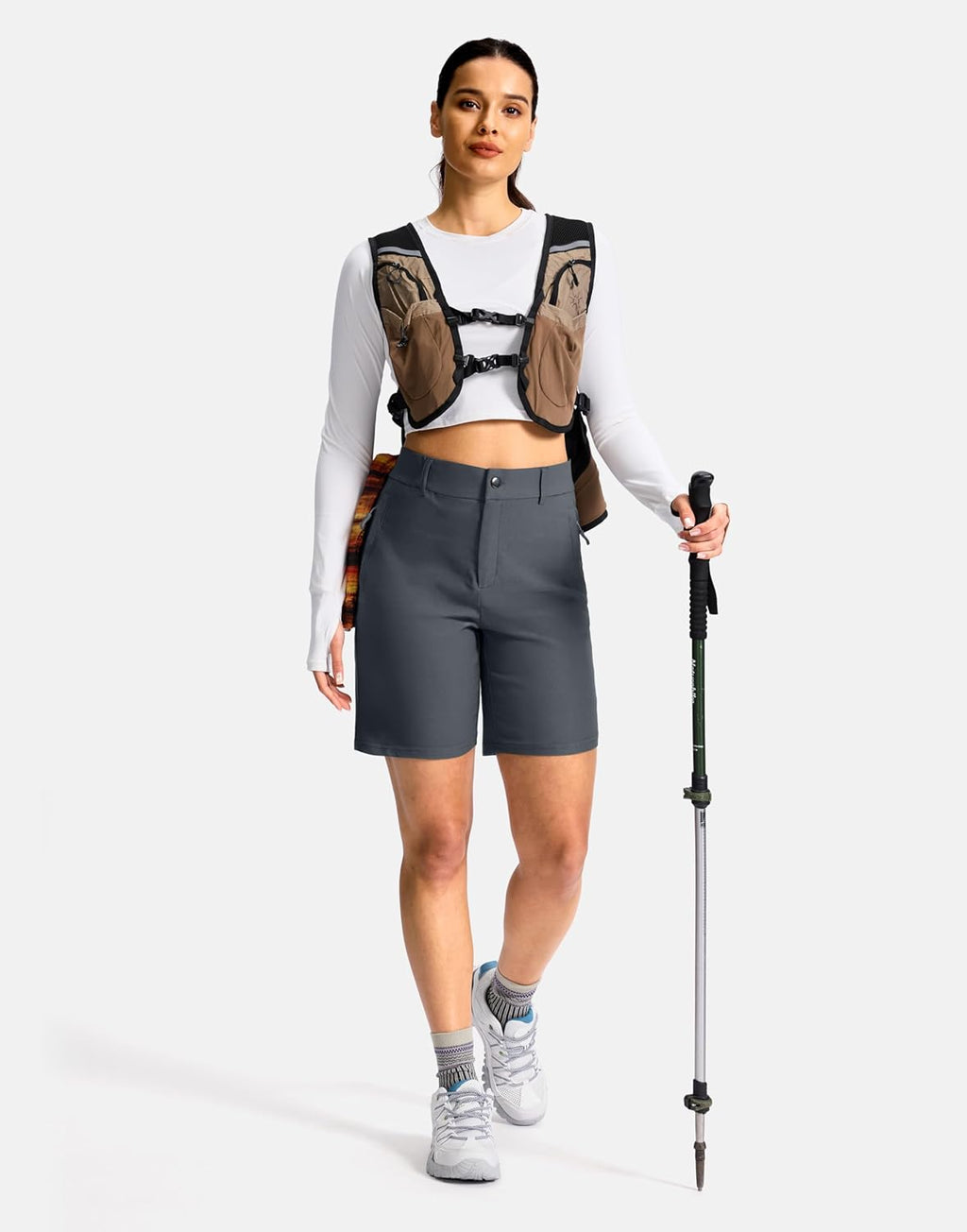 SANTINY Women's Hiking Golf Shorts - Quick Dry Stretch Fabric with 3 Pockets | 5"/7" Sizes Available