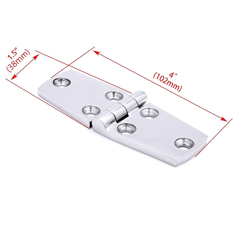 Marine Grade 316 Stainless Steel Door Hinges 4x1.5 in Heavy Duty Pack of 2 with Screws