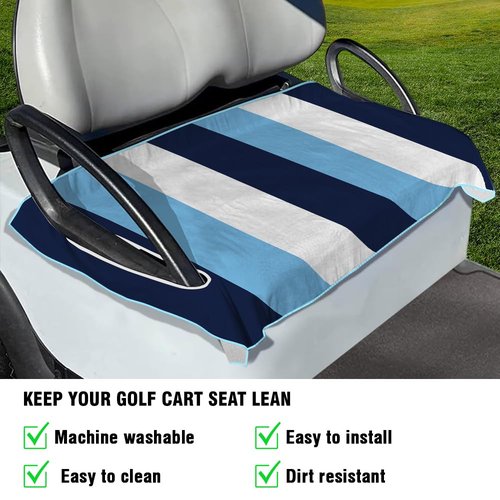WIRESTER Universal Golf Cart Seat Cover, Comfortable Golf Cart Seat Towel Blanket 52 x 32 Inches, Suitable for EZGO Yamaha 2-Person Seats Club Cars - Striped