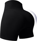 Skiennix Women's Ribbed Seamless Biker Shorts - High Waist Tummy Control Yoga Shorts for Fitness