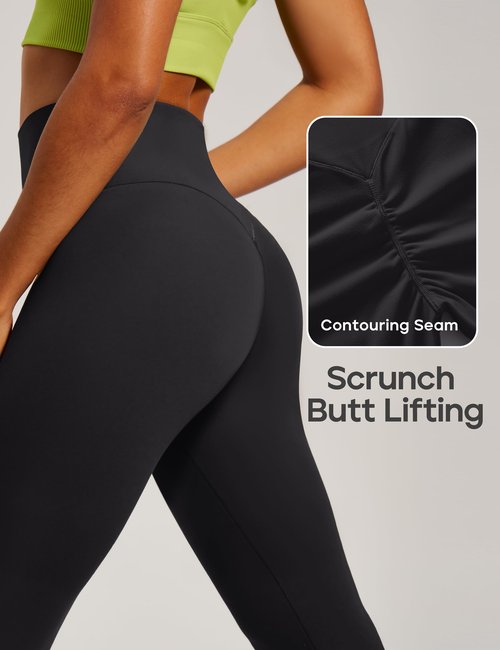 Heathyoga Scrunch Butt Lifting Leggings for Women Tummy Control Seamless Compression Workout Leggings for Women Yoga Pants Black