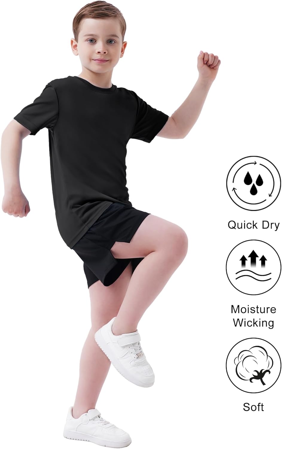 Skiennix Boys Athletic Shirt - Quick Dry Short Sleeve Performance Tee for Youth