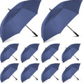 Jexine 10 Pcs Large Automatic Open Golf Umbrella 62 Inch Double Canopy Rain Umbrella Windproof Waterproof Heavy Duty for Men Women Family Travel Sports (Dark Blue)