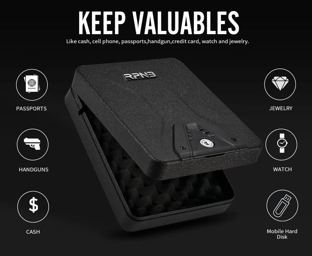 RPNB Gun Safe - Portable Handgun Security Lock Box with Key Access | Compact Design