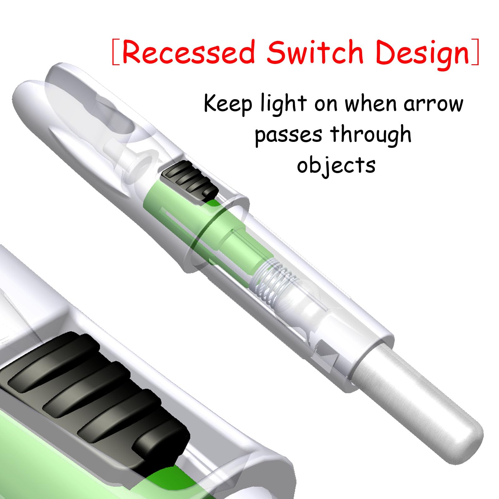 CosiComu GT Lighted Nocks for Arrows with .246 Inside Diameter Bolts with ON/Off Switch Light up Knocks Compound Bow LED Arrow Nocks for Hunting Shooting 6-Pack