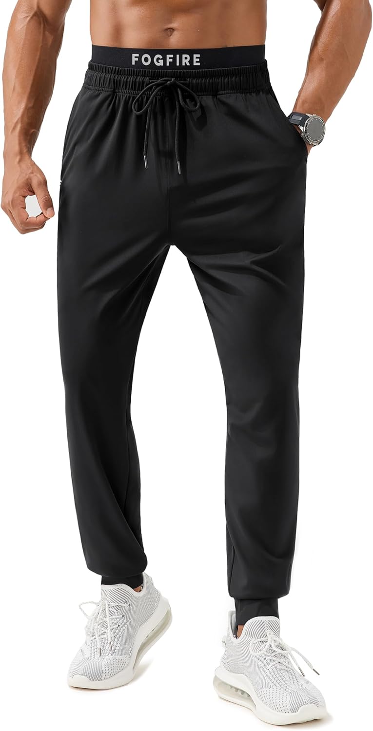 Skiennix Men's Joggers - Lightweight Athletic Sweatpants with Zipper Pockets | Tapered Fit for Gym & Running