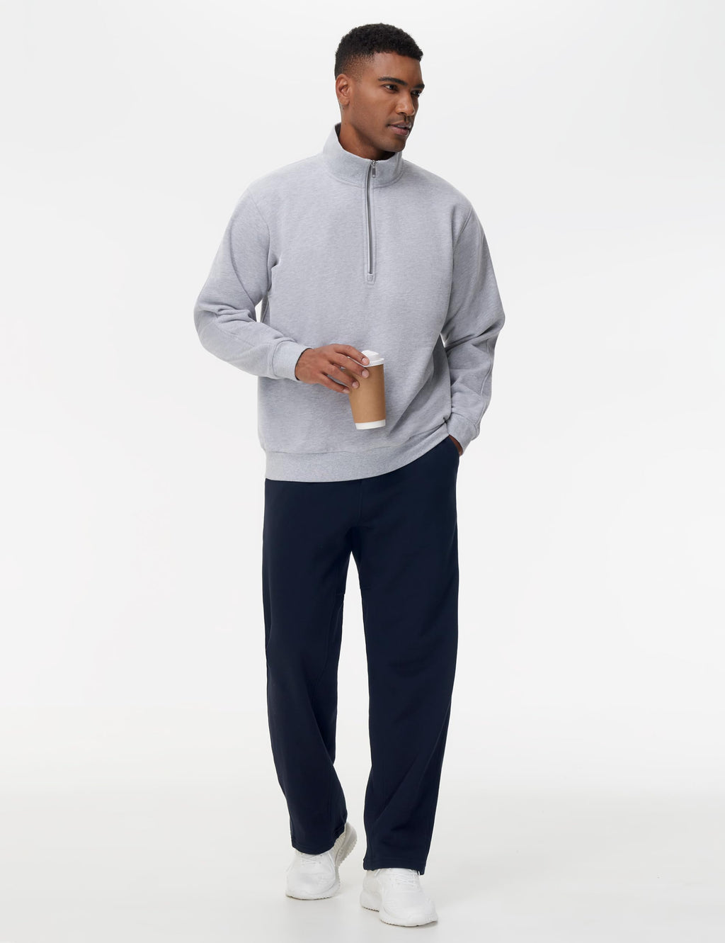 THE GYM PEOPLE Men's Baggy Fleece Workout Sweatpants with Pockets Drawstring Lounge Athletic Running Pants Navy Blue
