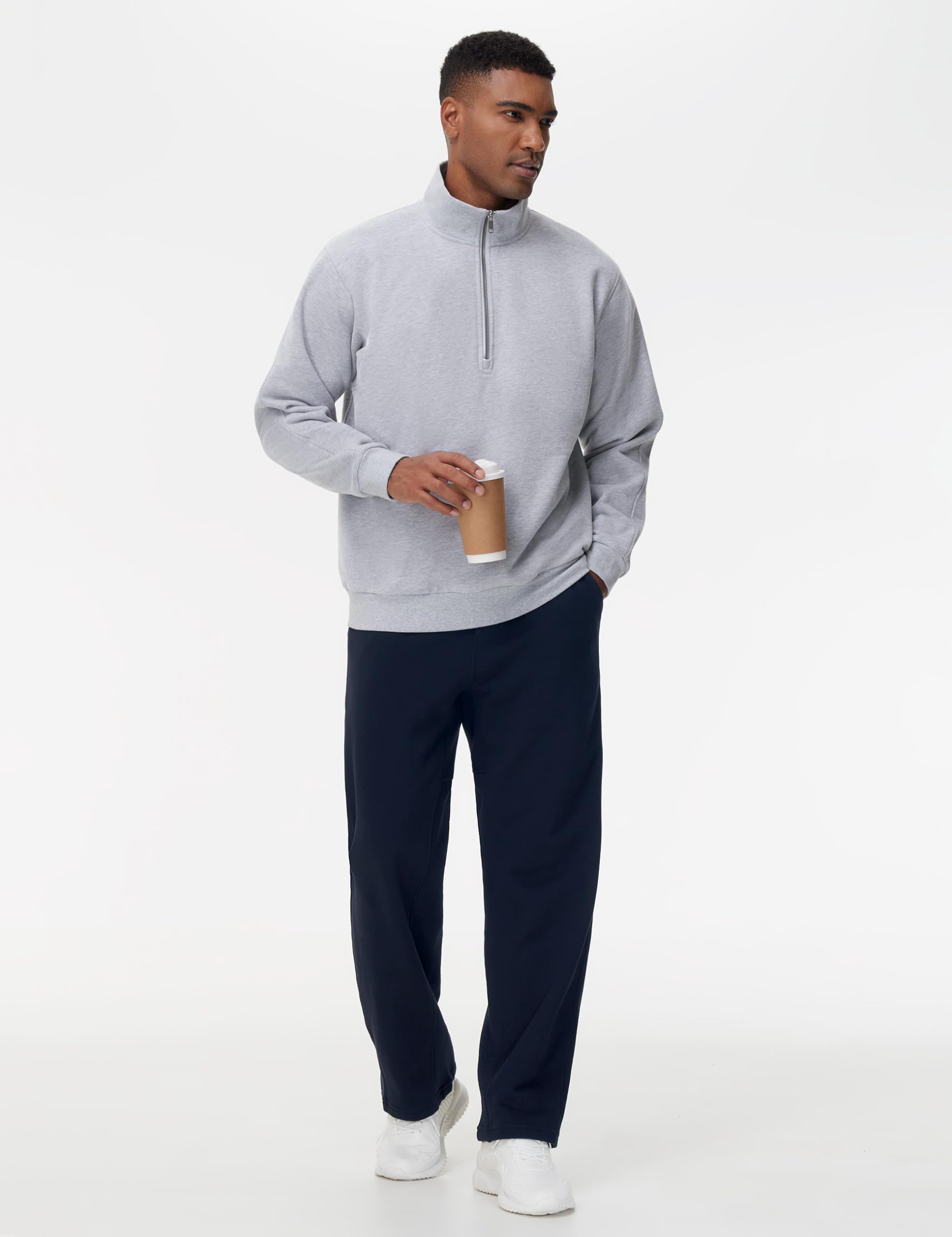 THE GYM PEOPLE Men's Baggy Fleece Workout Sweatpants with Pockets Drawstring Lounge Athletic Running Pants Navy Blue
