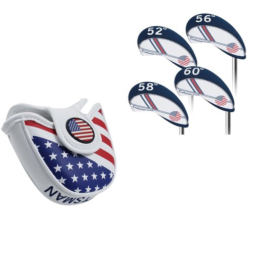 Craftsman Golf 4pcs 52 56 58 60 Degree Golf Wedges Headcover+1PC USA Design Putter Cover