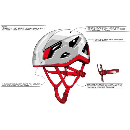 Singing Rock Penta Lightweight Fully Ventilated Climbing Helmet, Red