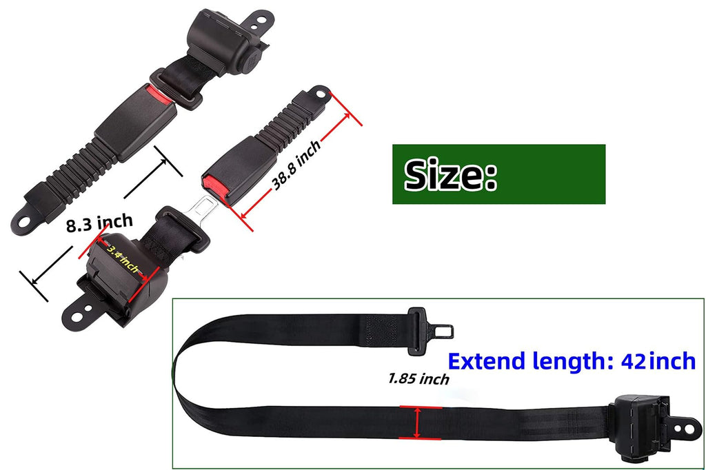Universal Golf Cart Retractable Seat Belts and Bracket Kit 4 Passenger for Club Car,EZGO Yamaha etc. Golf Cart