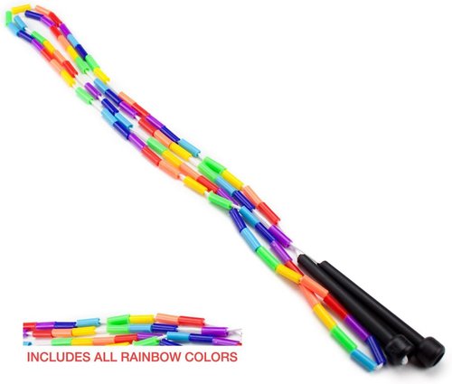 K-Roo Sports Rainbow Jump Rope - 7-Foot Length with Plastic Beaded Segmentation for Fun Workouts