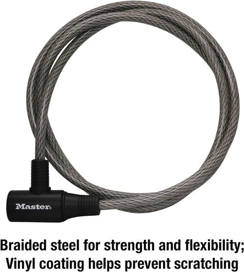 Master Lock Cable Lock - Keyed Bike Lock for Enhanced Security | 6 ft Long, Durable Design