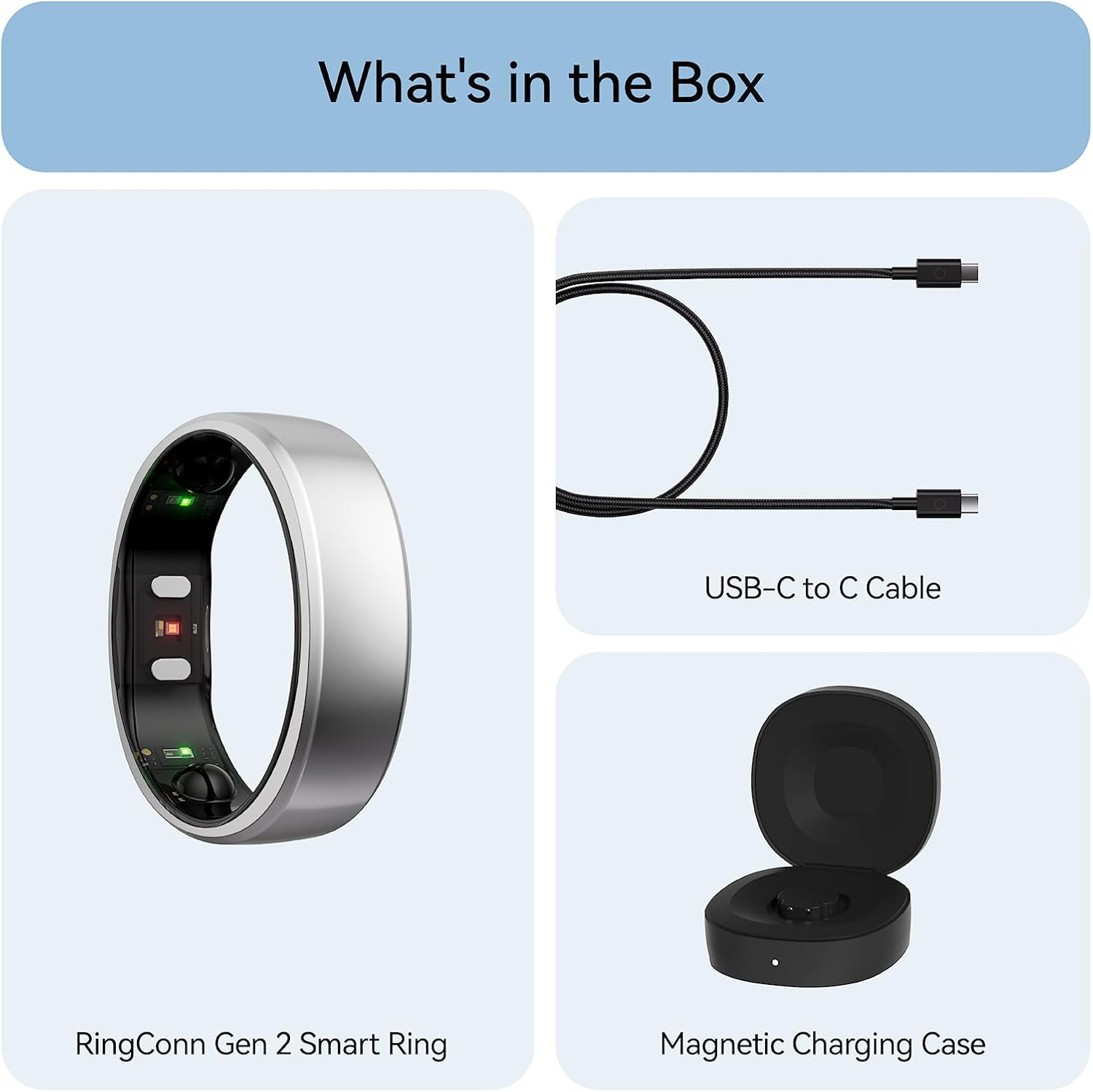 RingConn Gen 2 Smart Ring - Sleep Apnea Monitoring, 12-Day Battery Life | Heart Rate & Stress Tracker (Silver, Size 10)