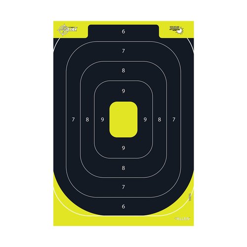 Allen Company EZ Aim Splash Reactive Paper Shooting Targets, Handgun Trainer, 12" W x 18" H, 8-Pack, Black/Chartreuse