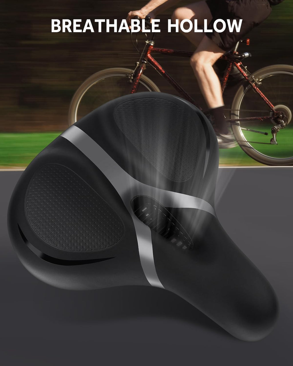 Skiennix Bicycle Seat | Comfort Wide Memory Foam Padded Saddle for Men & Women - Compatible with Peloton & Mountain Bikes