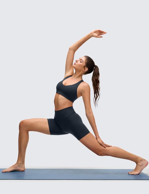 CRZ YOGA Butterluxe Sports Bra - Supportive V-Neck Padded Wireless Yoga Crop Top for Women